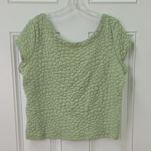 Maeve by Anthropologie Textured Light Green Short Sleeve Top.  Size Large